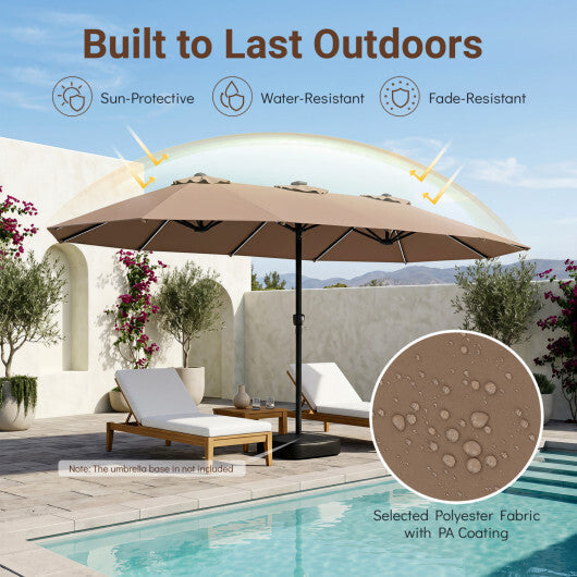 15.5FT Extra-Large Patio Umbrella 12 Reinforced Metal Ribs-Brown LuxuryLifeWay Online Store