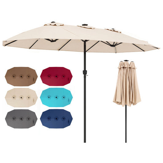 15.5FT Extra-Large Patio Umbrella 12 Reinforced Metal Ribs-Brown LuxuryLifeWay Online Store