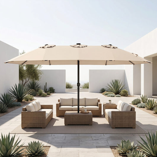 15.5FT Extra-Large Patio Umbrella 12 Reinforced Metal Ribs-Brown LuxuryLifeWay Online Store
