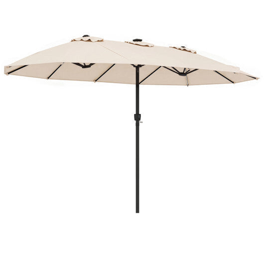 15.5FT Extra-Large Patio Umbrella 12 Reinforced Metal Ribs-Brown LuxuryLifeWay Online Store