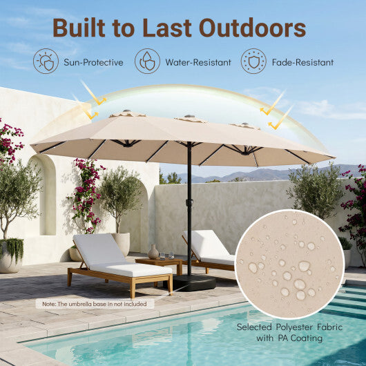 15.5FT Extra-Large Patio Umbrella 12 Reinforced Metal Ribs-Brown LuxuryLifeWay Online Store