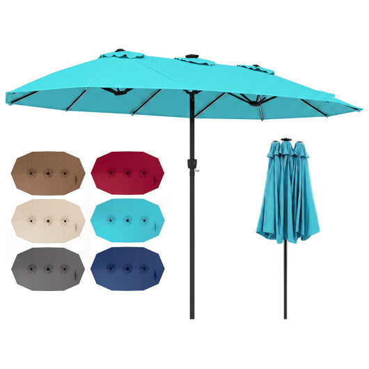 15.5FT Extra-Large Patio Umbrella 12 Reinforced Metal Ribs-Brown LuxuryLifeWay Online Store