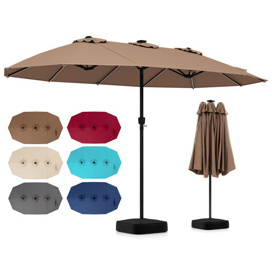 15.5FT Extra-Large Patio Umbrella with Base 12 Reinforced Ribs-Brown LuxuryLifeWay Online Store