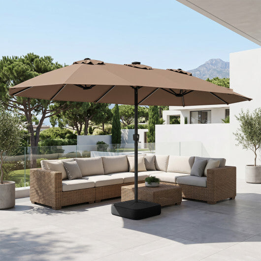 15.5FT Extra-Large Patio Umbrella with Base 12 Reinforced Ribs-Brown LuxuryLifeWay Online Store