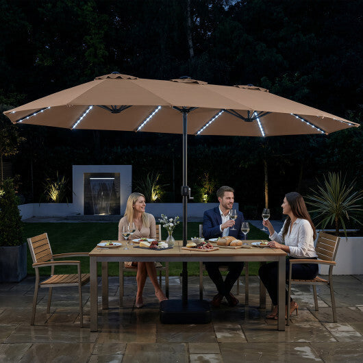 15.5FT Extra-Large Patio Umbrella with Base 12 Reinforced Ribs-Brown LuxuryLifeWay Online Store