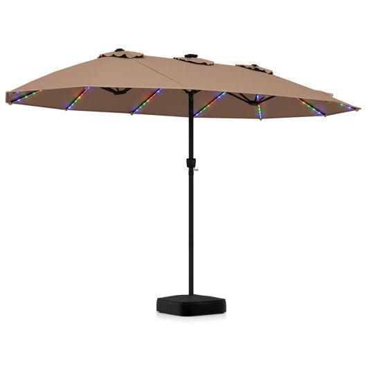 15.5FT Extra-Large Patio Umbrella with Base 12 Reinforced Ribs-Brown LuxuryLifeWay Online Store