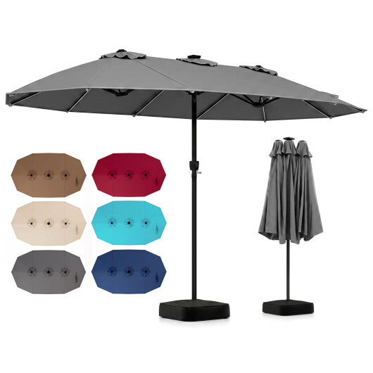 15.5FT Extra-Large Patio Umbrella with Base 12 Reinforced Ribs-Brown LuxuryLifeWay Online Store