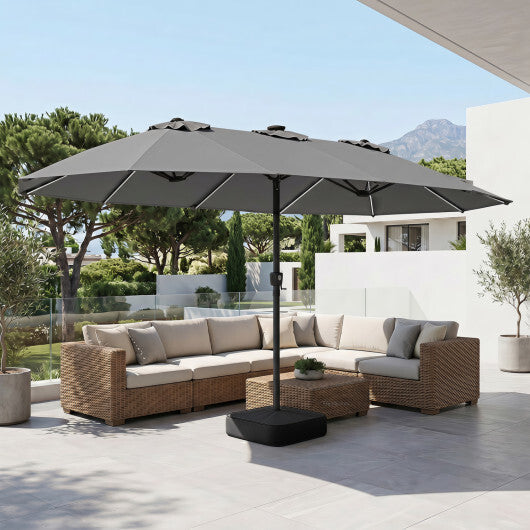 15.5FT Extra-Large Patio Umbrella with Base 12 Reinforced Ribs-Brown LuxuryLifeWay Online Store