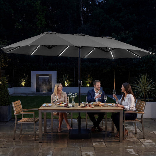 15.5FT Extra-Large Patio Umbrella with Base 12 Reinforced Ribs-Brown LuxuryLifeWay Online Store