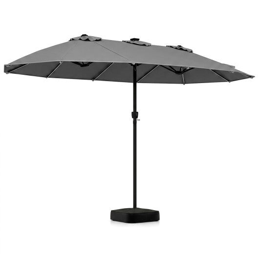 15.5FT Extra-Large Patio Umbrella with Base 12 Reinforced Ribs-Brown LuxuryLifeWay Online Store