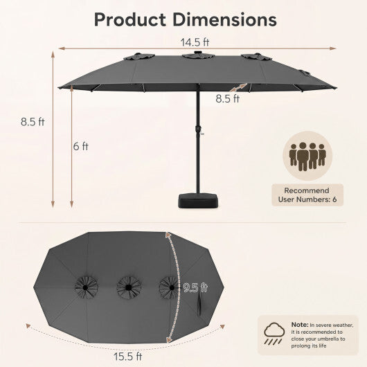 15.5FT Extra-Large Patio Umbrella with Base 12 Reinforced Ribs-Brown LuxuryLifeWay Online Store
