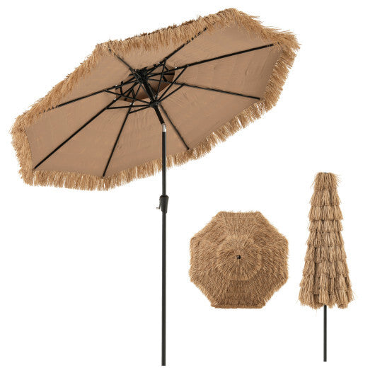 10FT and 2-Tier Tiki Patio Umbrella with 8 Ribs-Brown LuxuryLifeWay Online Store