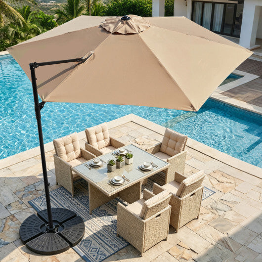 10 FT Cantilever Patio Umbrella with 360 Rotation for Garden-Tan LuxuryLifeWay Online Store