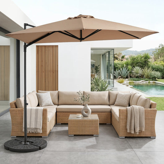 10 FT Cantilever Patio Umbrella with 360 Rotation for Garden-Tan LuxuryLifeWay Online Store