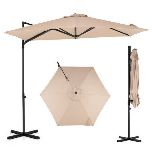 10 FT Cantilever Patio Umbrella with 360 Rotation for Garden-Tan LuxuryLifeWay Online Store