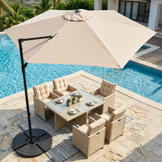 10 FT Cantilever Patio Umbrella with 360 Rotation for Garden-Tan LuxuryLifeWay Online Store