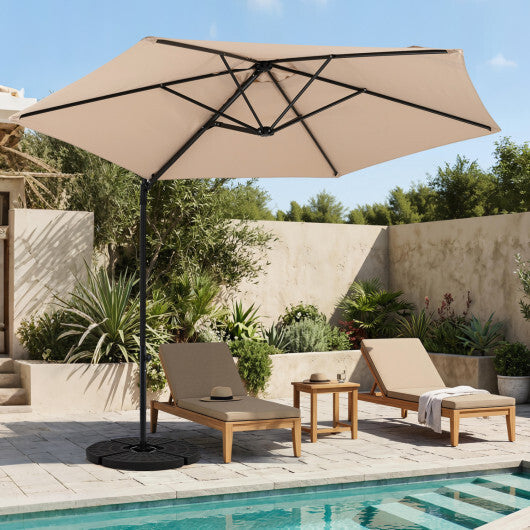 10 FT Cantilever Patio Umbrella with 360 Rotation for Garden-Tan LuxuryLifeWay Online Store