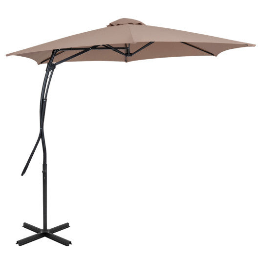9 FT Cantilever Umbrella with Cross Base Included with Smooth Handle amd Heavy Duty Frame-Brown LuxuryLifeWay Online Store