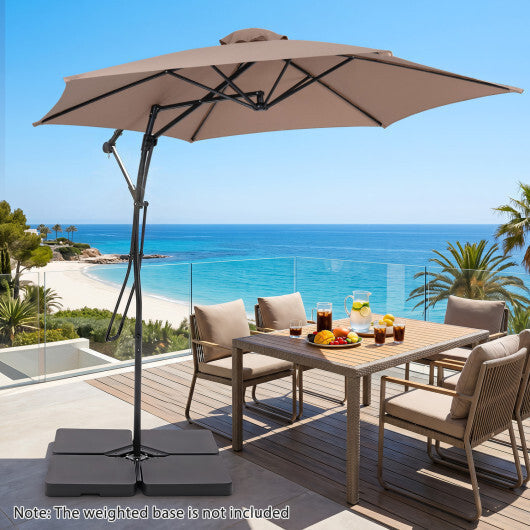 9 FT Cantilever Umbrella with Cross Base Included with Smooth Handle amd Heavy Duty Frame-Brown LuxuryLifeWay Online Store