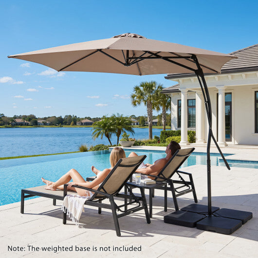 9 FT Cantilever Umbrella with Cross Base Included with Smooth Handle amd Heavy Duty Frame-Brown LuxuryLifeWay Online Store
