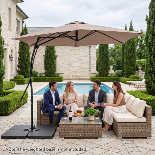 9 FT Cantilever Umbrella with Cross Base Included with Smooth Handle amd Heavy Duty Frame-Brown LuxuryLifeWay Online Store