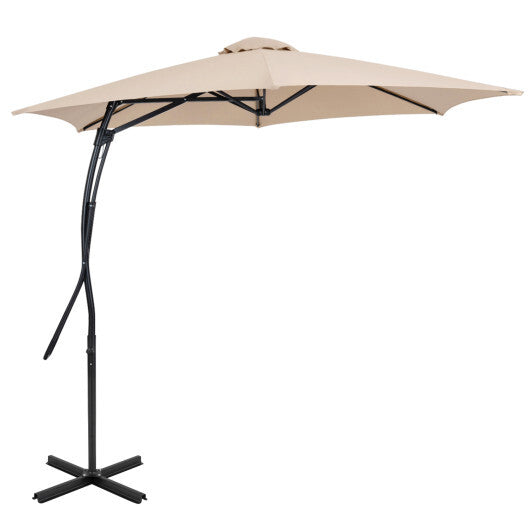 9 FT Cantilever Umbrella with Cross Base Included with Smooth Handle amd Heavy Duty Frame-Brown LuxuryLifeWay Online Store