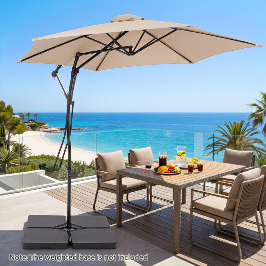 9 FT Cantilever Umbrella with Cross Base Included with Smooth Handle amd Heavy Duty Frame-Brown LuxuryLifeWay Online Store