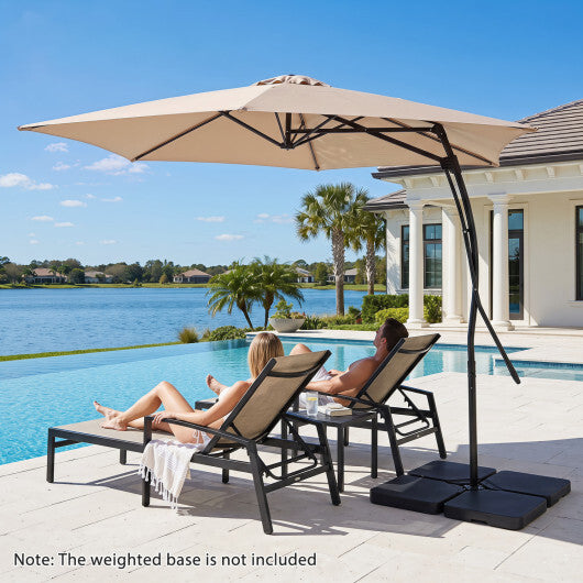 9 FT Cantilever Umbrella with Cross Base Included with Smooth Handle amd Heavy Duty Frame-Brown LuxuryLifeWay Online Store