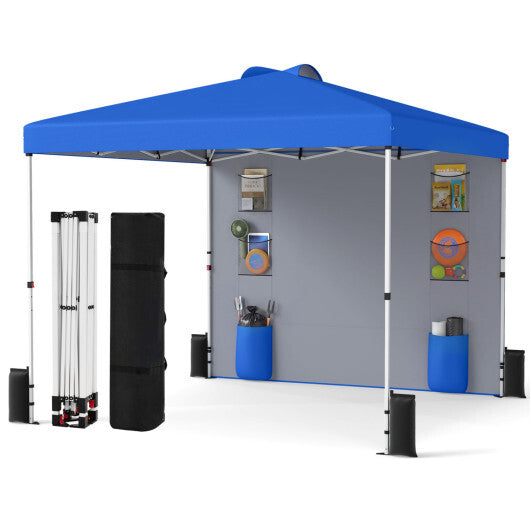 10 x 10 FT Pop up Canopy Tent with Sidewall 6 Pockets Instant Setup Commercial Gazebo-Blue LuxuryLifeWay Online Store