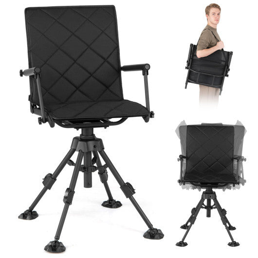 360 Silent Swivel Hunting Seat with 5-Level Adjustable-Black LuxuryLifeWay Online Store