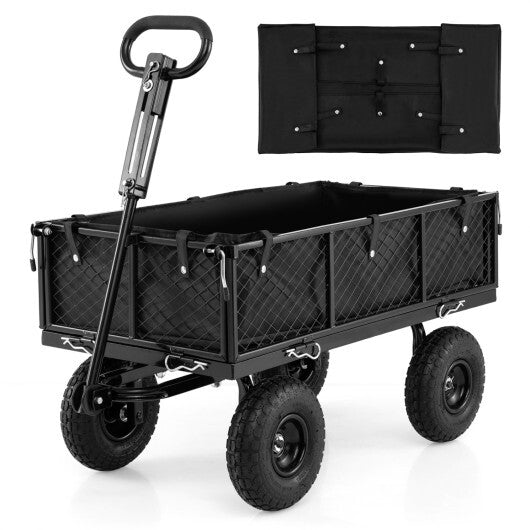 880 lbs Utility Wagon Flatbed with Removable Oxford Cloth Liner-Black LuxuryLifeWay Online Store