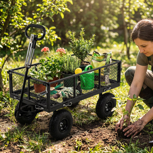 880 lbs Utility Wagon Flatbed with Removable Oxford Cloth Liner-Black LuxuryLifeWay Online Store