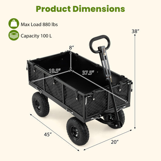 880 lbs Utility Wagon Flatbed with Removable Oxford Cloth Liner-Black LuxuryLifeWay Online Store