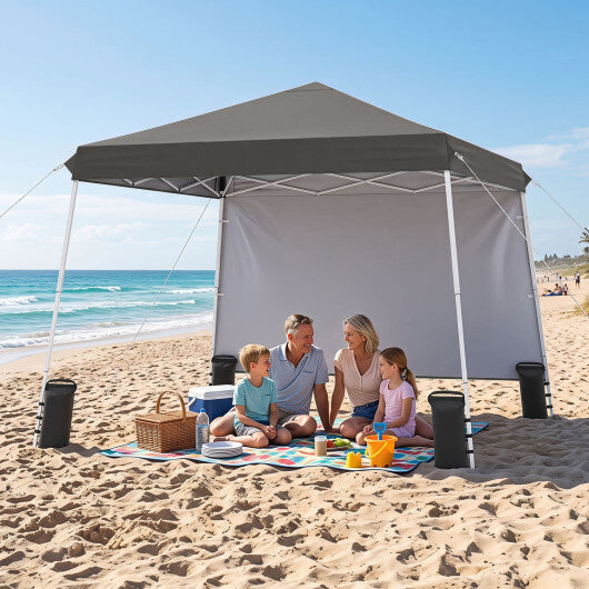 9 ft x 9 ft  Pop Up Canopy Tent with 8 Ground Stakes 4 Wind Ropes and Carry Bag  for Outdoor Party-Gray LuxuryLifeWay Online Store