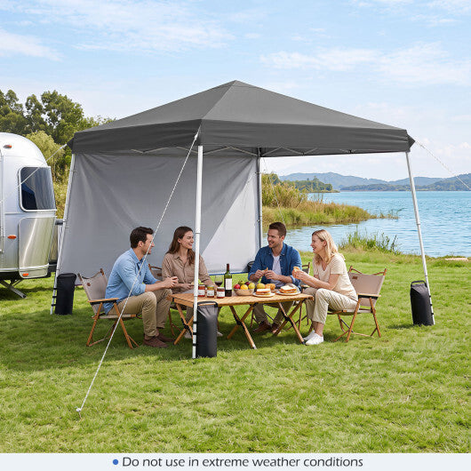 9 ft x 9 ft  Pop Up Canopy Tent with 8 Ground Stakes 4 Wind Ropes and Carry Bag  for Outdoor Party-Gray LuxuryLifeWay Online Store