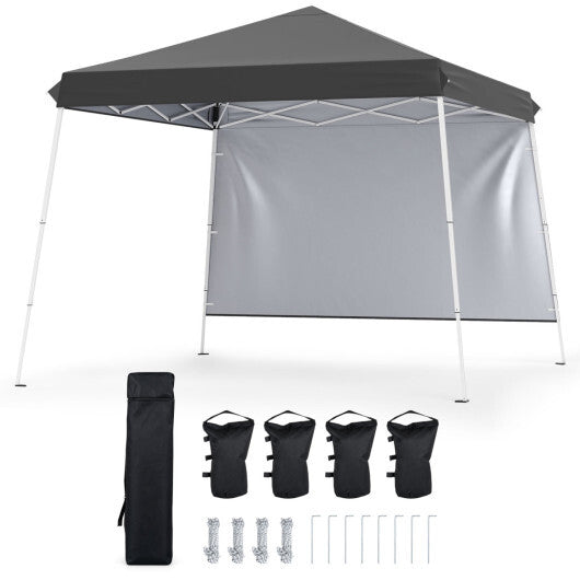 9 ft x 9 ft  Pop Up Canopy Tent with 8 Ground Stakes 4 Wind Ropes and Carry Bag  for Outdoor Party-Gray LuxuryLifeWay Online Store