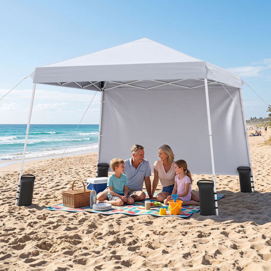 9 ft x 9 ft  Pop Up Canopy Tent with 8 Ground Stakes 4 Wind Ropes and Carry Bag  for Outdoor Party-Gray LuxuryLifeWay Online Store