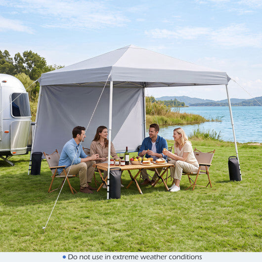9 ft x 9 ft  Pop Up Canopy Tent with 8 Ground Stakes 4 Wind Ropes and Carry Bag  for Outdoor Party-Gray LuxuryLifeWay Online Store