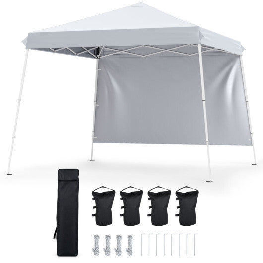 9 ft x 9 ft  Pop Up Canopy Tent with 8 Ground Stakes 4 Wind Ropes and Carry Bag  for Outdoor Party-Gray LuxuryLifeWay Online Store