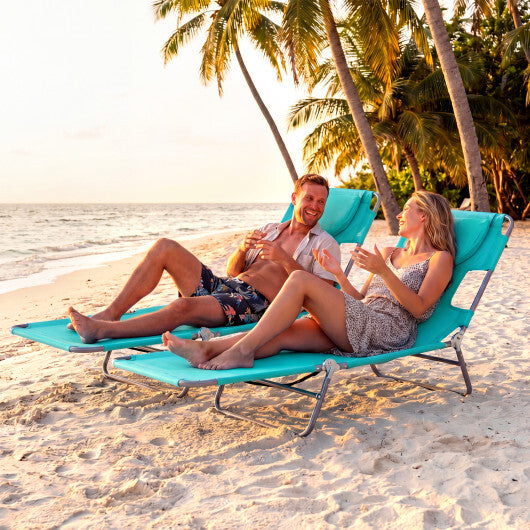 Folding Beach Lounge Chair with Adjustable Backrest for Lawn-Gray LuxuryLifeWay Online Store