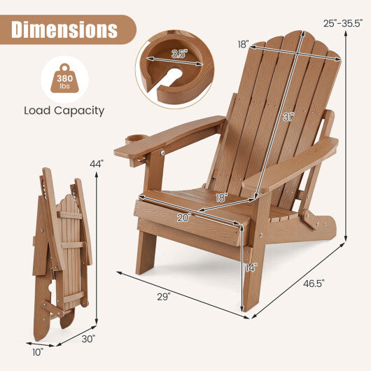 Outdoor Folding Adirondack Chair with Cup Holder and 5-Level Backrest-Black LuxuryLifeWay Online Store