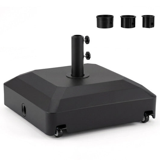 Outdoor Fillable Umbrella Base with Wheels Water Sand Weighted Umbrella Stand-Black LuxuryLifeWay Online Store