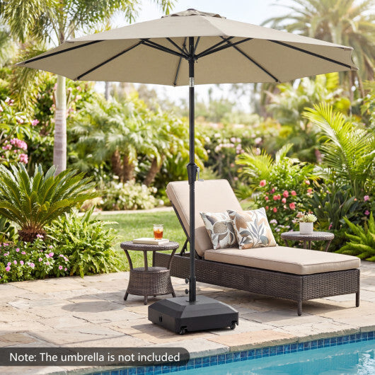 Outdoor Fillable Umbrella Base with Wheels Water Sand Weighted Umbrella Stand-Black LuxuryLifeWay Online Store