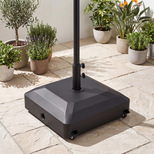 Outdoor Fillable Umbrella Base with Wheels Water Sand Weighted Umbrella Stand-Black LuxuryLifeWay Online Store