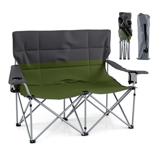 Double Camping Chair with Carry Bag Cup Holders-Blue LuxuryLifeWay Online Store