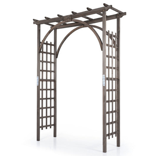 Flat Top Garden Arch Trellis 85" Tall Wood for Climbing Plants and Wedding-Brown LuxuryLifeWay Online Store