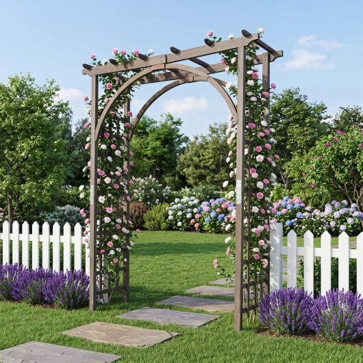 Flat Top Garden Arch Trellis 85" Tall Wood for Climbing Plants and Wedding-Brown LuxuryLifeWay Online Store