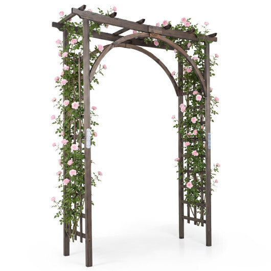 Flat Top Garden Arch Trellis 85" Tall Wood for Climbing Plants and Wedding-Brown LuxuryLifeWay Online Store
