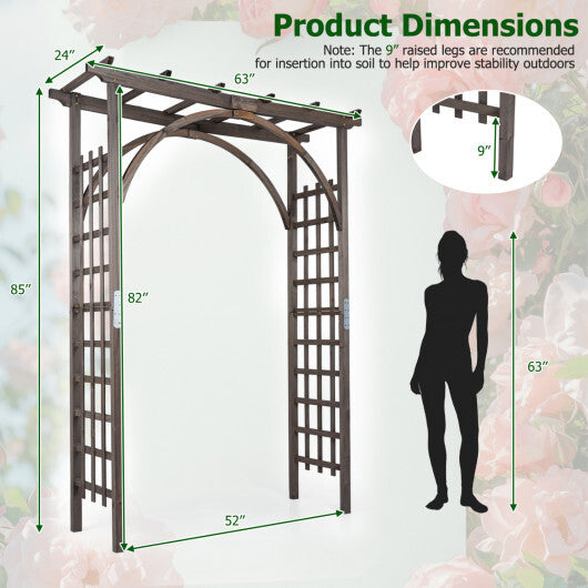 Flat Top Garden Arch Trellis 85" Tall Wood for Climbing Plants and Wedding-Brown LuxuryLifeWay Online Store