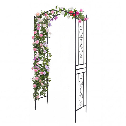 7.5 Feet Garden Arbor Heavy-Duty Metal Arch Trellis with Curved Roof LuxuryLifeWay Online Store
